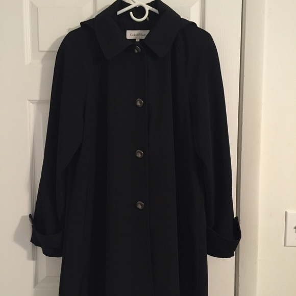 Calvin Klein Jackets & Blazers - Calvin Klein Black Hooded Swing Raincoat Large